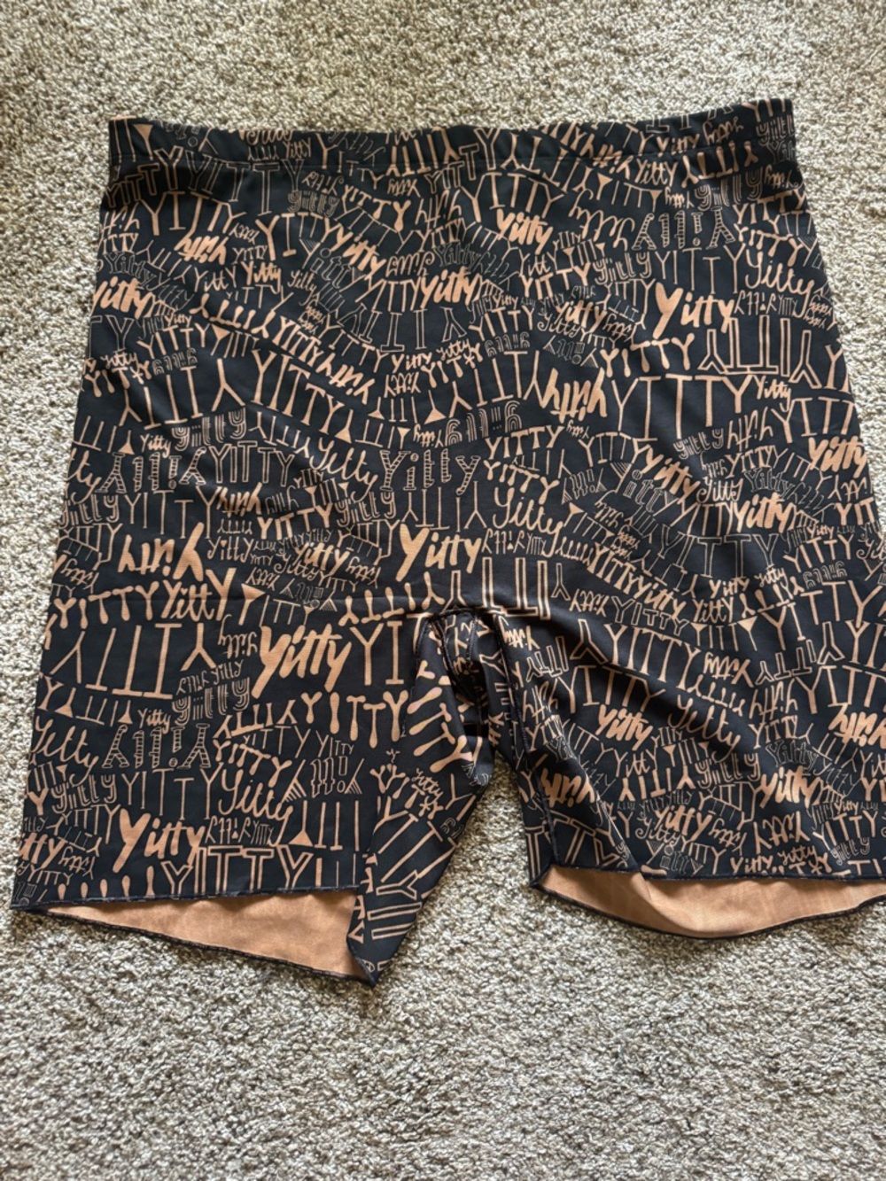 YITTY Black Shorts with Tan Logo Print